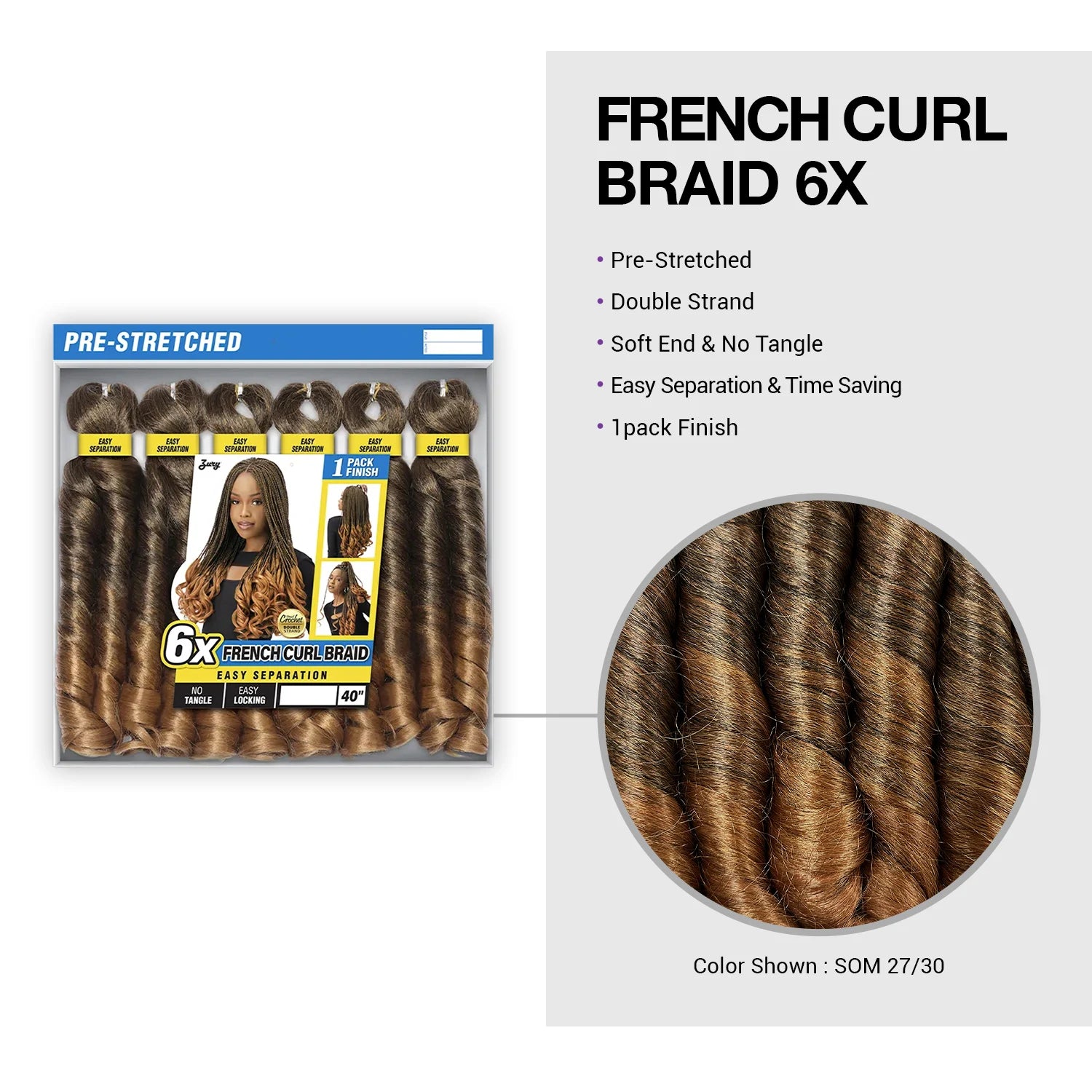 Royal Zury Synthetic Crochet Braids Hand Made French Curl Braid 6X