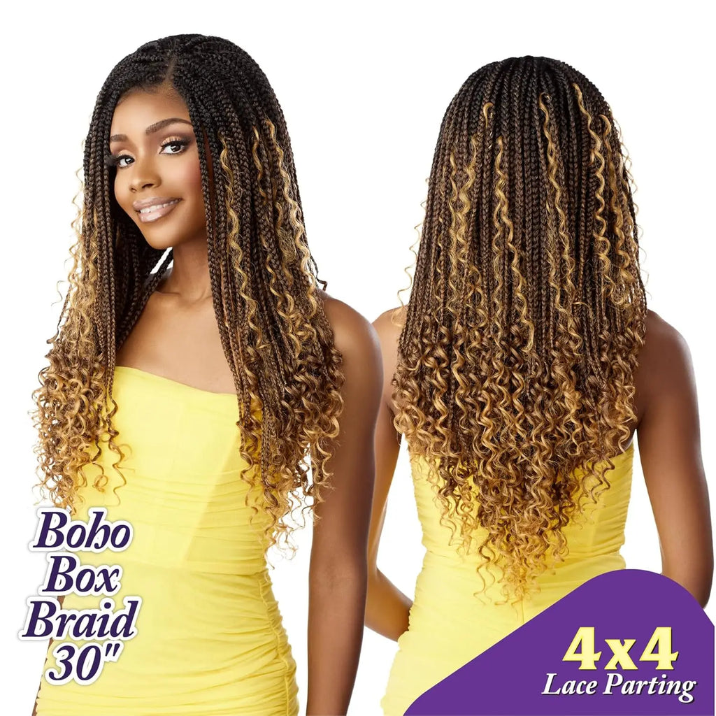 Sensationnel Braided HD Lace Wig Cloud 9 Glueless 4X4 Lace Parting Boho Box Braid 30" - Lightweight, Hand tied Parting