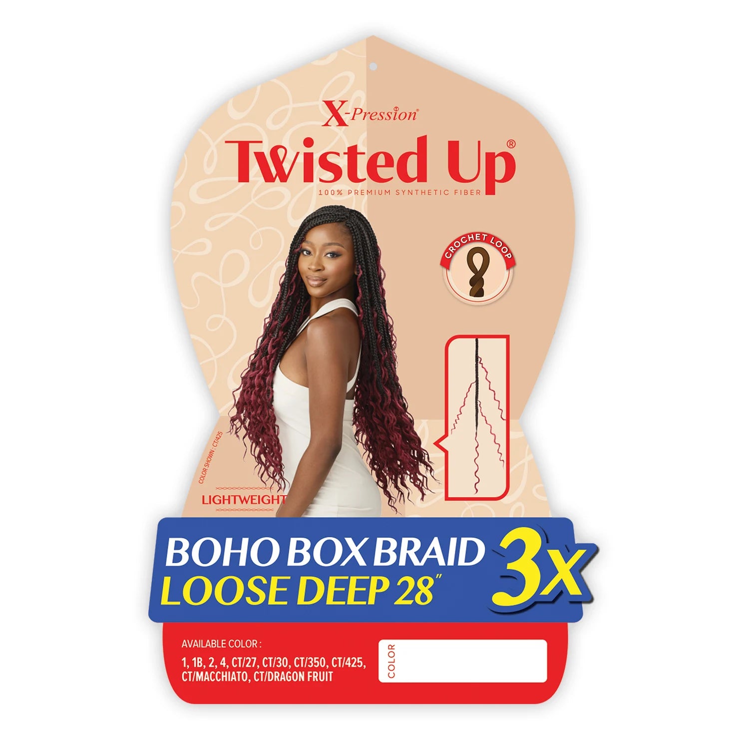 Outre Synthetic Crochet Braids X-Pression Twisted Up 3X Boho Box Braid Loose Deep 28"