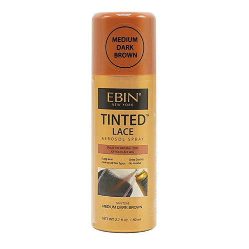 Ebin New York Tinted Lace Aerosol Spray 2.7oz/ 80ml - Quick Dry, Natural Tint, Ideal for Seamless Lace Blending