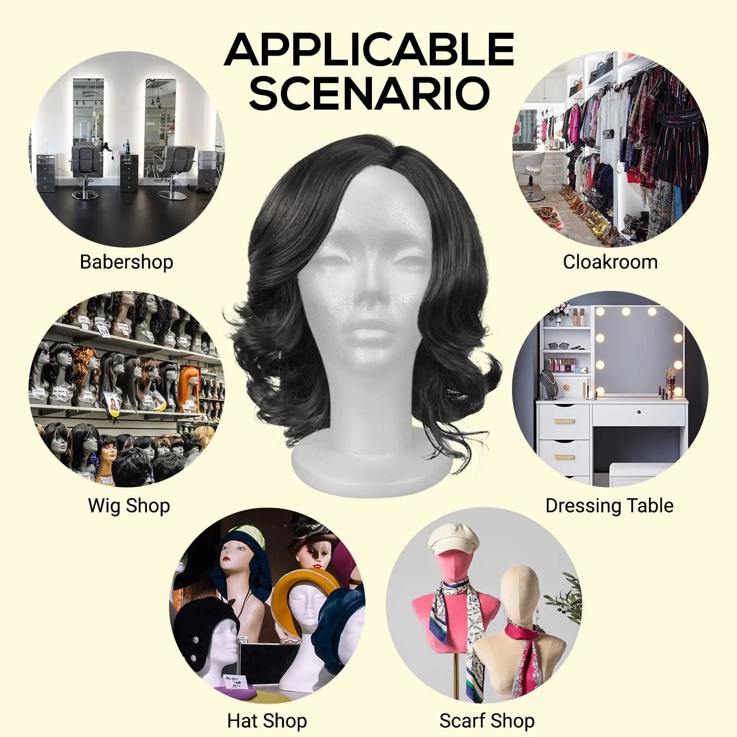 Studio Limited White Styrofoam Mannequin Head - Lightweight, Ideal for Styling, Displaying Wigs