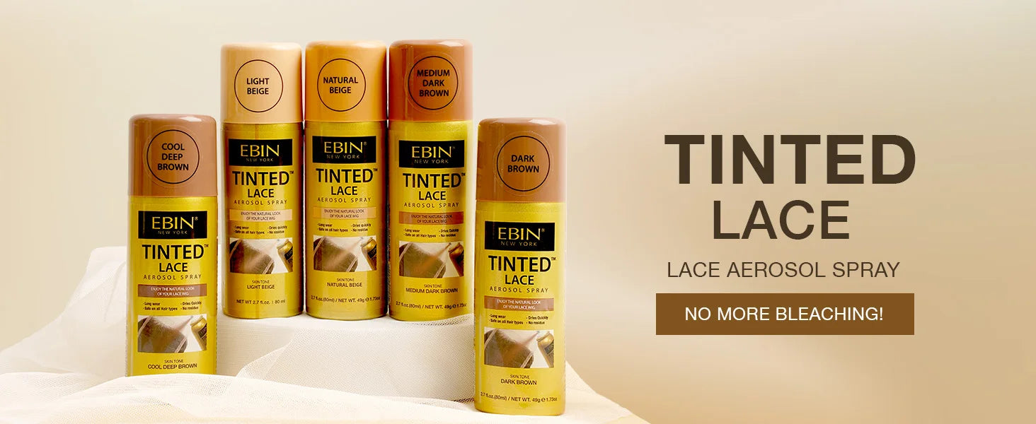 Ebin New York Tinted Lace Aerosol Spray 2.7oz/ 80ml - Quick Dry, Natural Tint, Ideal for Seamless Lace Blending