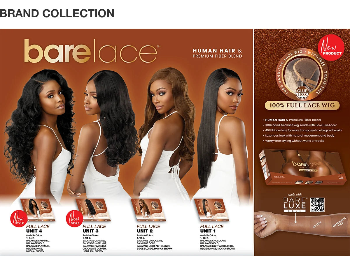 Sensationnel Human Hair Blend Synthetic Lace Front Wig BareLace Glueless Full Lace Unit 1