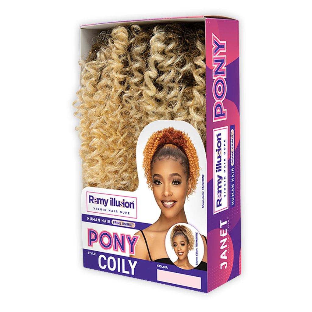 Janet Collection Human Hair Prime Unimix Ponytail Remy Illusion Pony Coily
