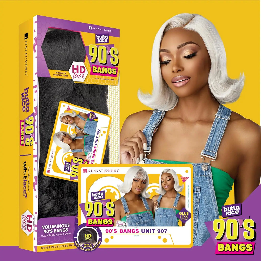 Sensationnel HD Lace Front Synthetic Wig Butta Lace Glueless 90'S Bangs Unit 907