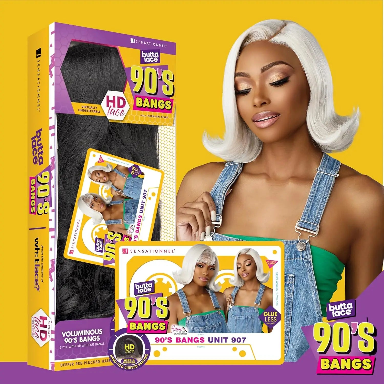 Sensationnel HD Lace Front Synthetic Wig Butta Lace Glueless 90'S Bangs Unit 907