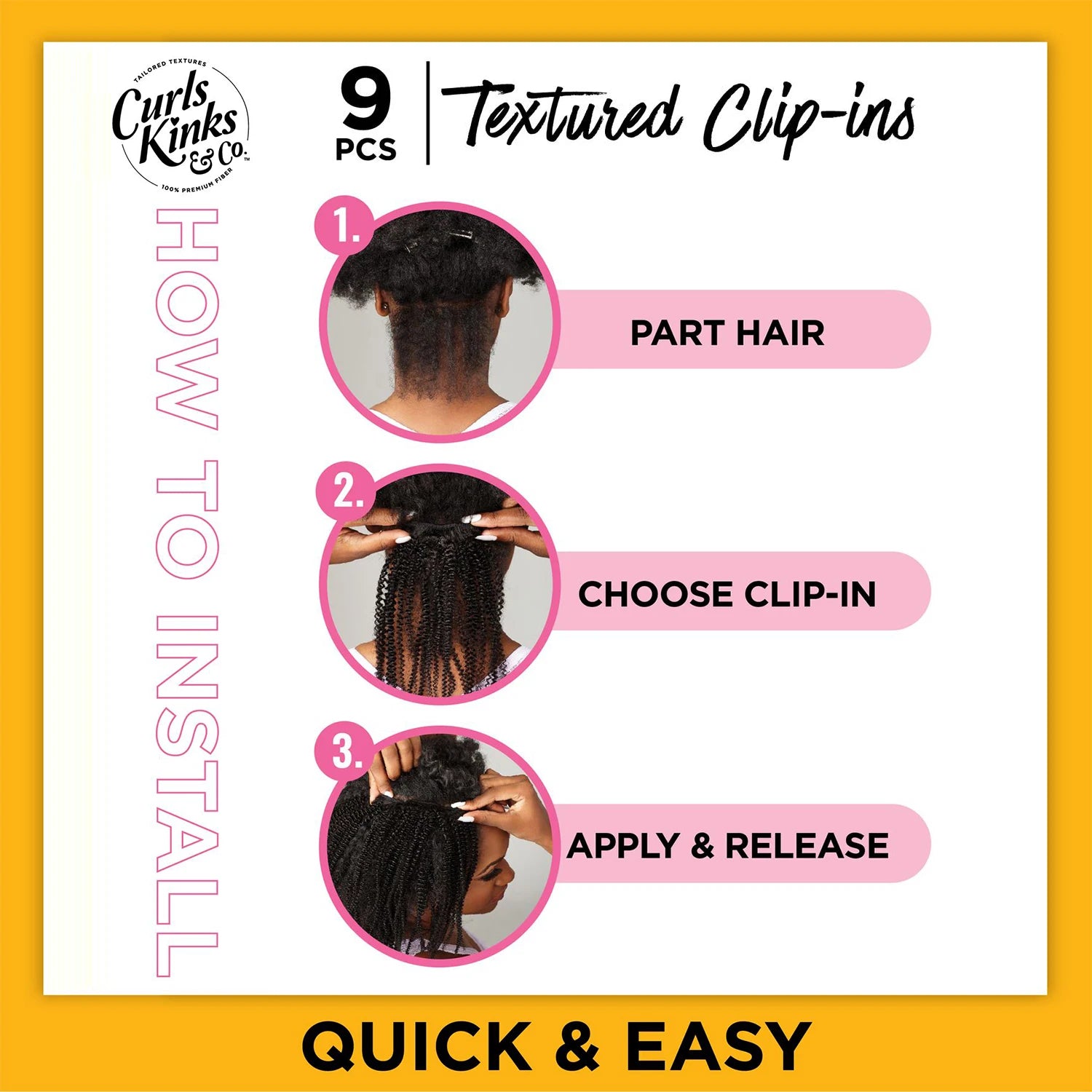 Sensationnel Textured Clip-Ins Weave Curls Kinks N Co Top Lady (Boss Lady) 10"(9Pcs) - Extensions, Easy to install, Kinky Hair