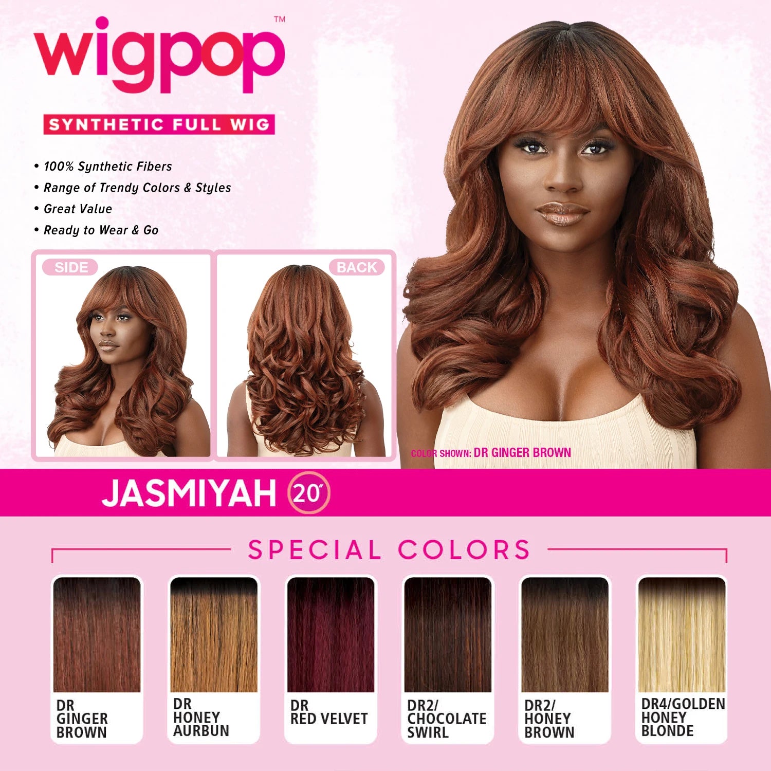 Outre Wigpop Full Wig Jasmiyah – Wig with Bang, Body Wave, Blow Out, Ready-to-Wear, Natural Look