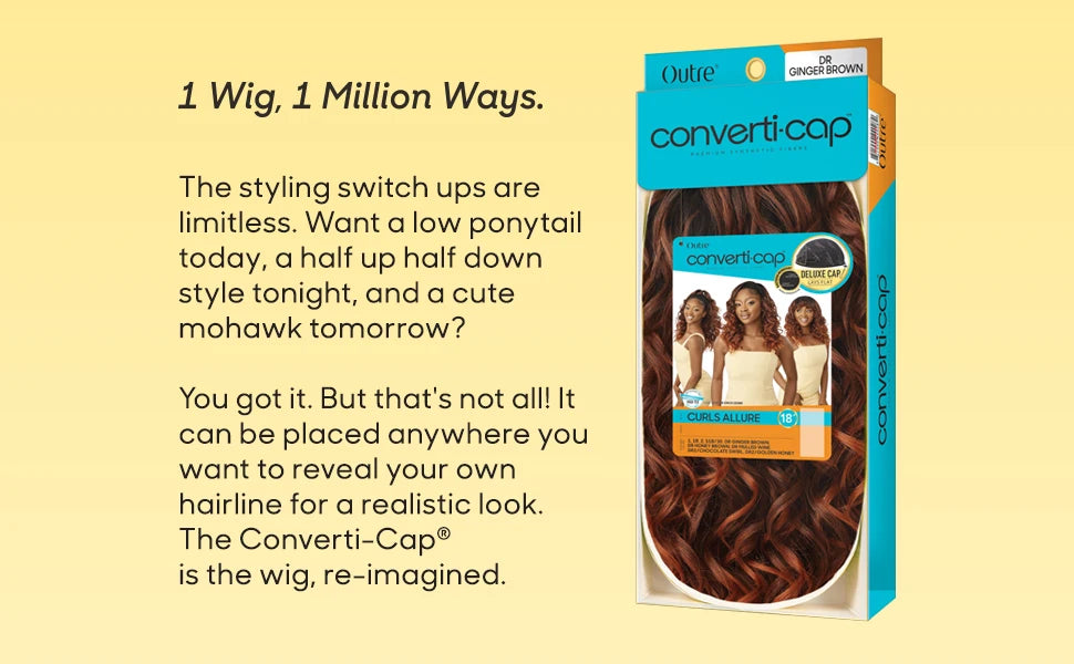 Outre Wig Converti-Cap Dominican Bounce - Tight Curl Style, Natural Look, Easy to Install, Versatile Styling