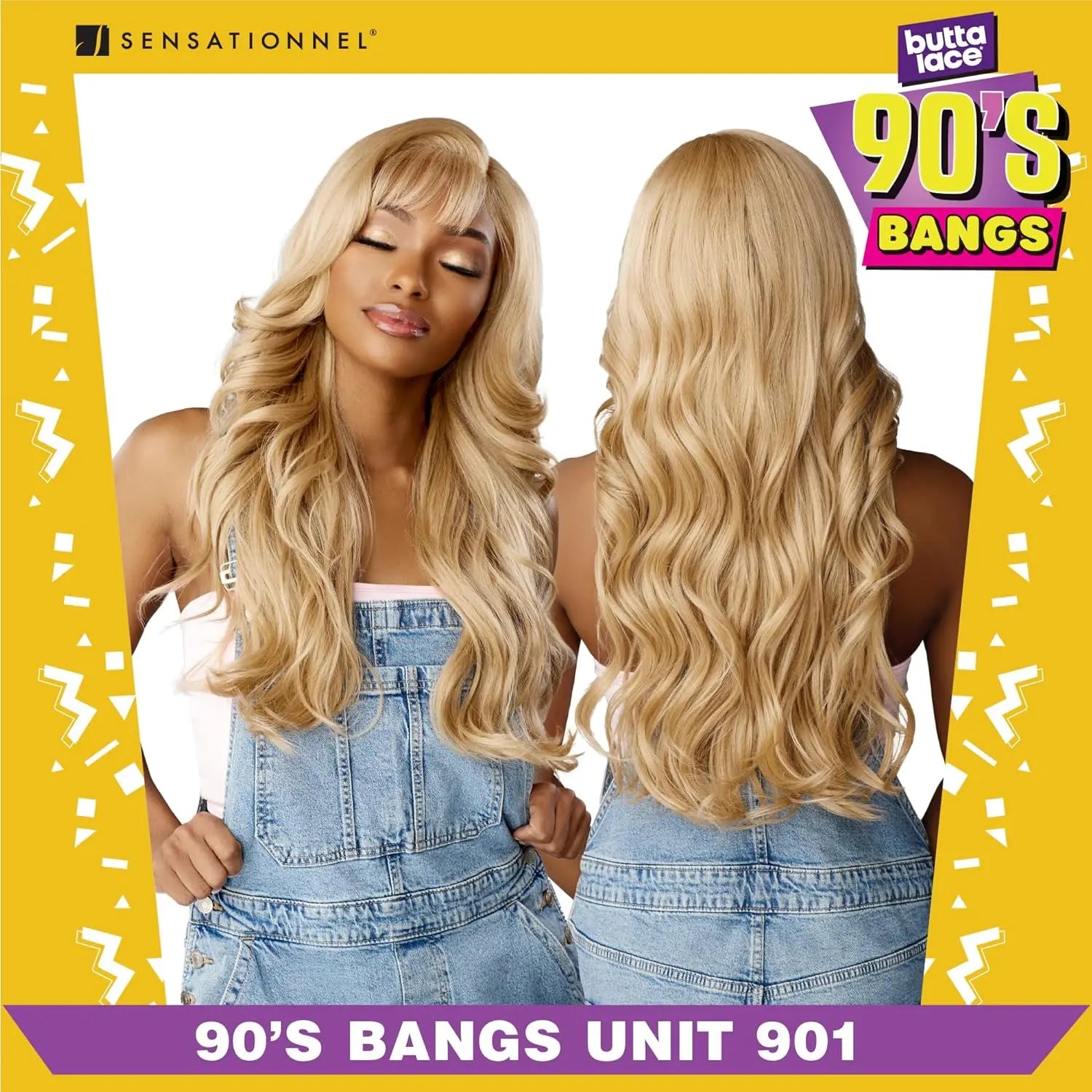 Sensationnel Glueless Butta Lace HD Lace Front Wig 90's Bangs Unit 902 - Trendy Bangs, Natural Look, Easy to Wear