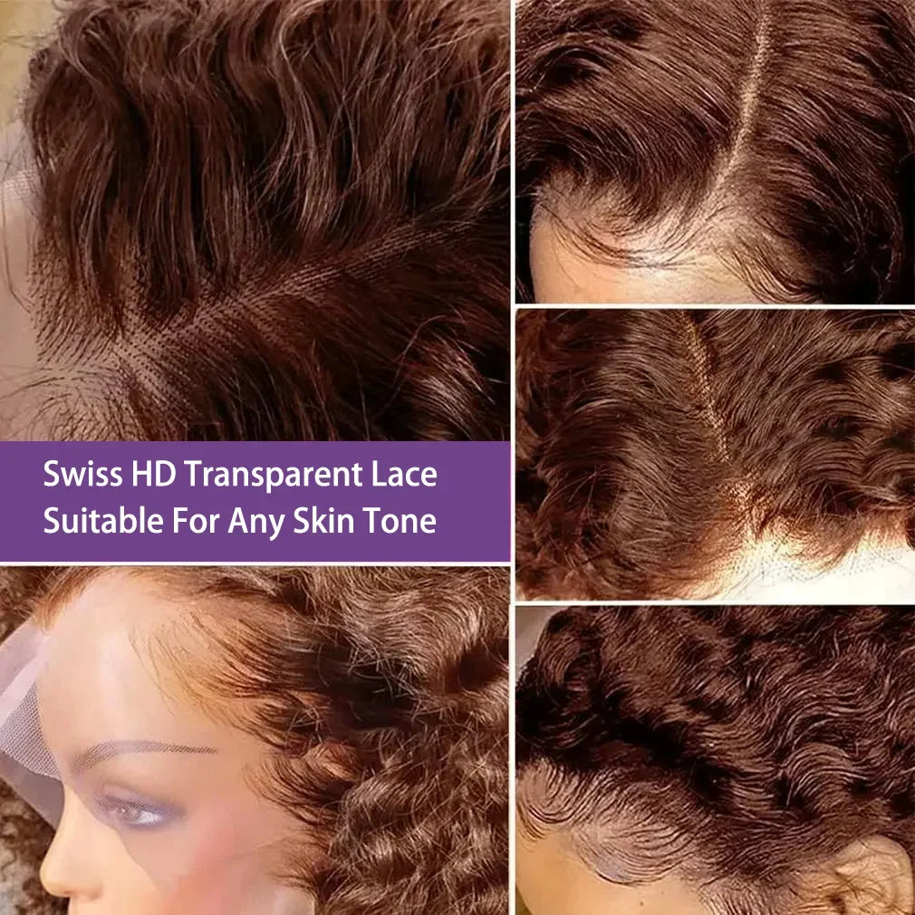 Colored Brown Bob Wig 13x6 Lace Frontal Wigs Chocolate Brown 13x4 Short Bob Wigs Deep Wave Wig 180% Density Brazilian Human Hair