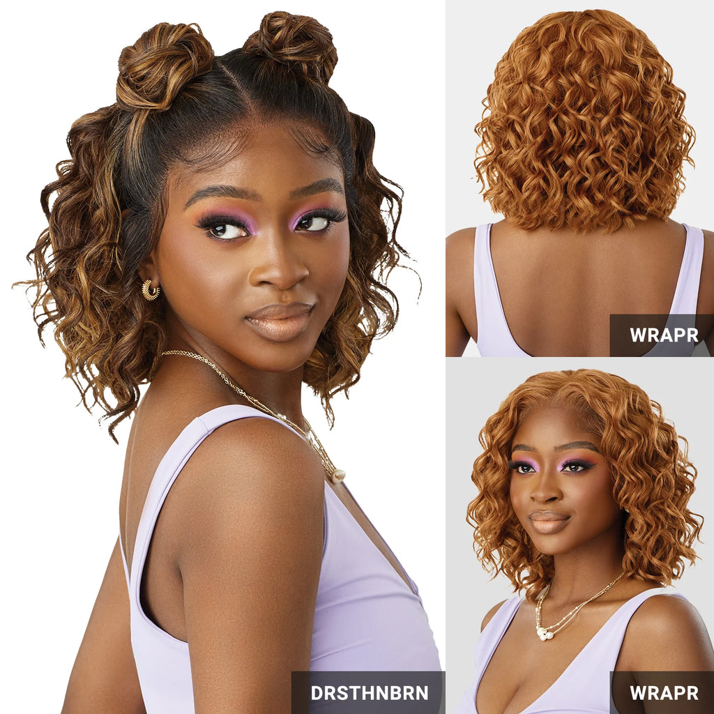Outre Human Hair Blend HD Lace Front Synthetic Wig Airtied Glueless Fully Hand-Tied 13X4 HHB-Loose Deep 12"