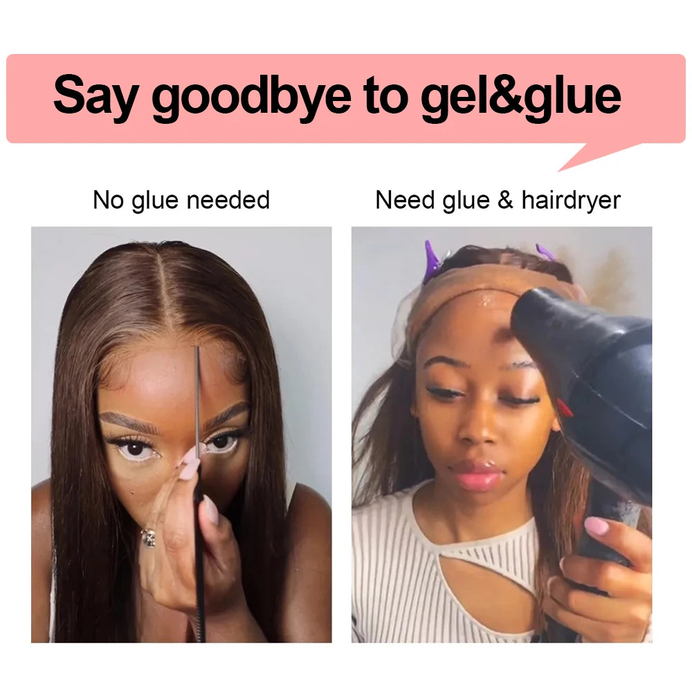 Glueless Reddish Brown Deep Wave Frontal Wig 250 Density Copper Red Curly 100% Brazilian Human Hair Wig 13x4 HD Lace Frontal Wig