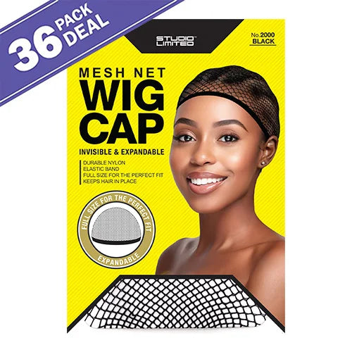 Studio Limited Mesh Net Wig Cap - Black, Lightweight, Breathable Comfort, Secure Fit
