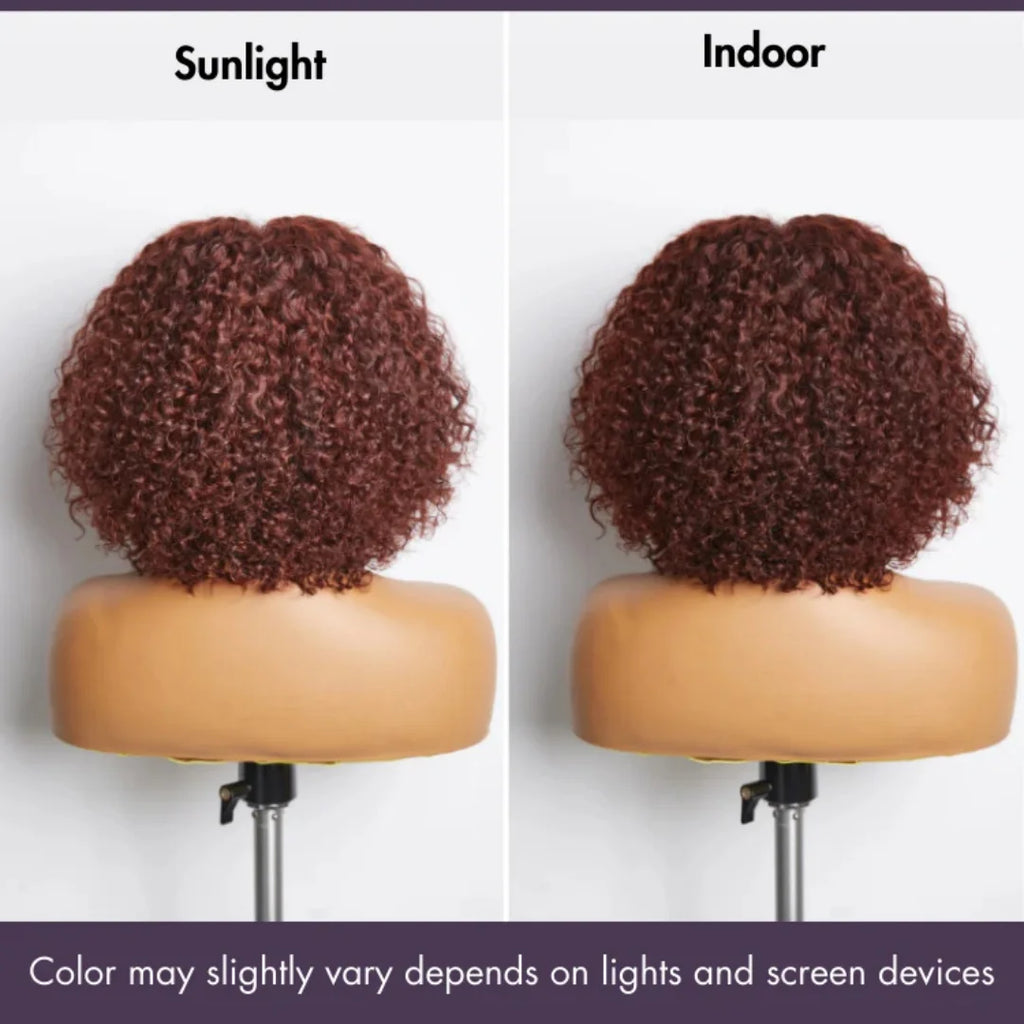 180% Density Copper Red Glueless Reddish Brown Deep Lace Short Bob Frontal Wigs 13x4 Lace Frontal Wigs Remy Curly Hair