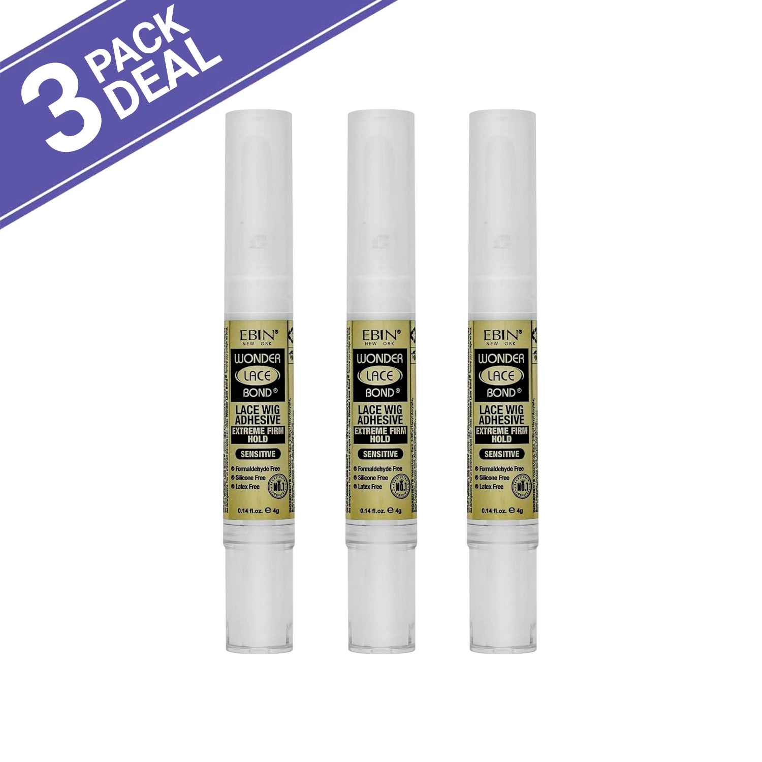 Ebin New York Wonder Lace Bond Lace Wig Adhesive Silicone Pen Type 0.14oz/ 4g - Easy Application, Perfect for Travel & Touch-Ups