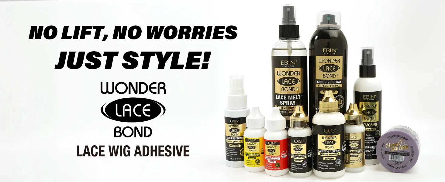 Ebin New York Wonder Lace Bond Lace Wig Adhesive Extreme Firm Hold Sensitive 1.15oz - Gentle on Skin, Long Lasting Hold