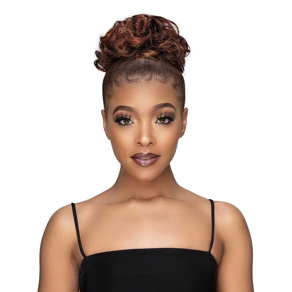 Janet Collection Human Hair Blend Synthetic Bun Remy Illusion Scrunch Tendril