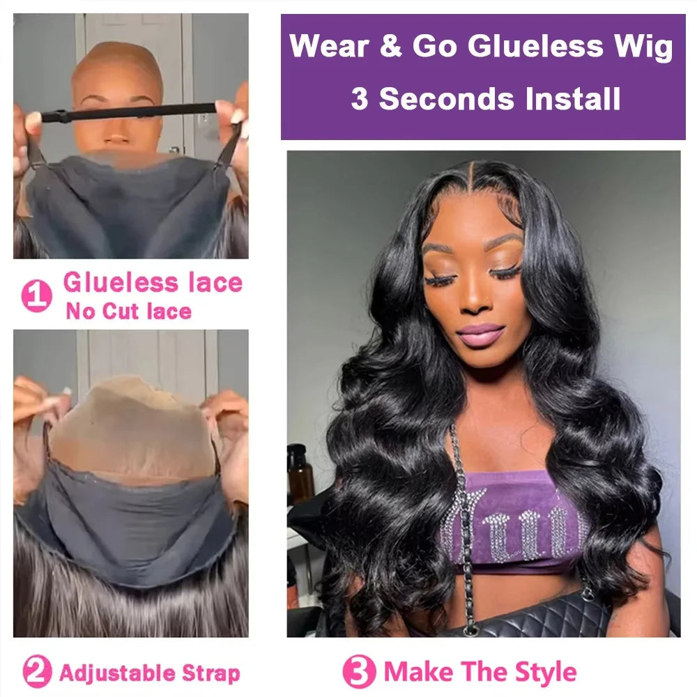 220% Glueless 7x5 HD Lace Closure Wig Body Wave Preplucked 28 Inch Wear and Go Glueless Wigs Human Hair Pre Plucked Pre Cut