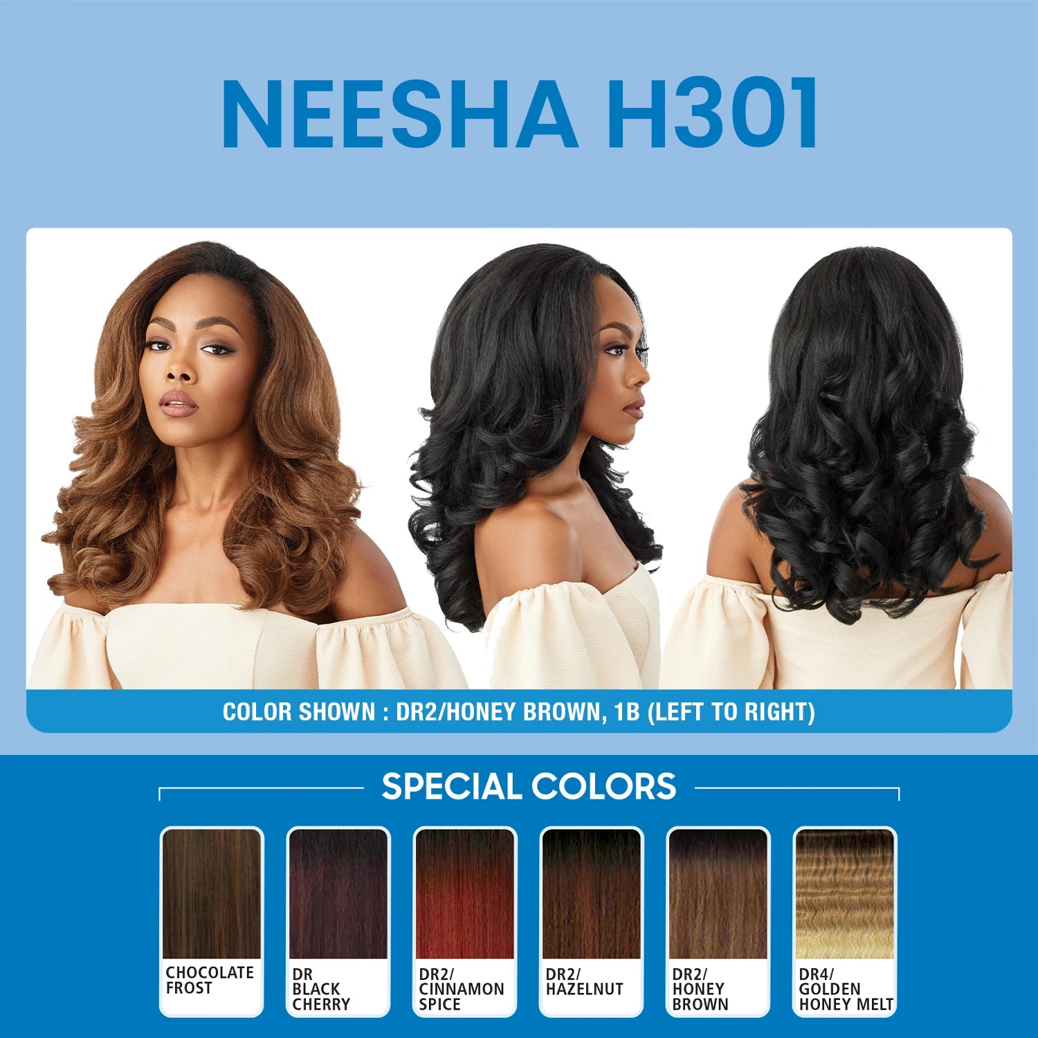 Outre Half Wig Quick Weave Neesha H301 – Leave Out, Textured Blow out Style, Natural Volume, Quick Weave Style