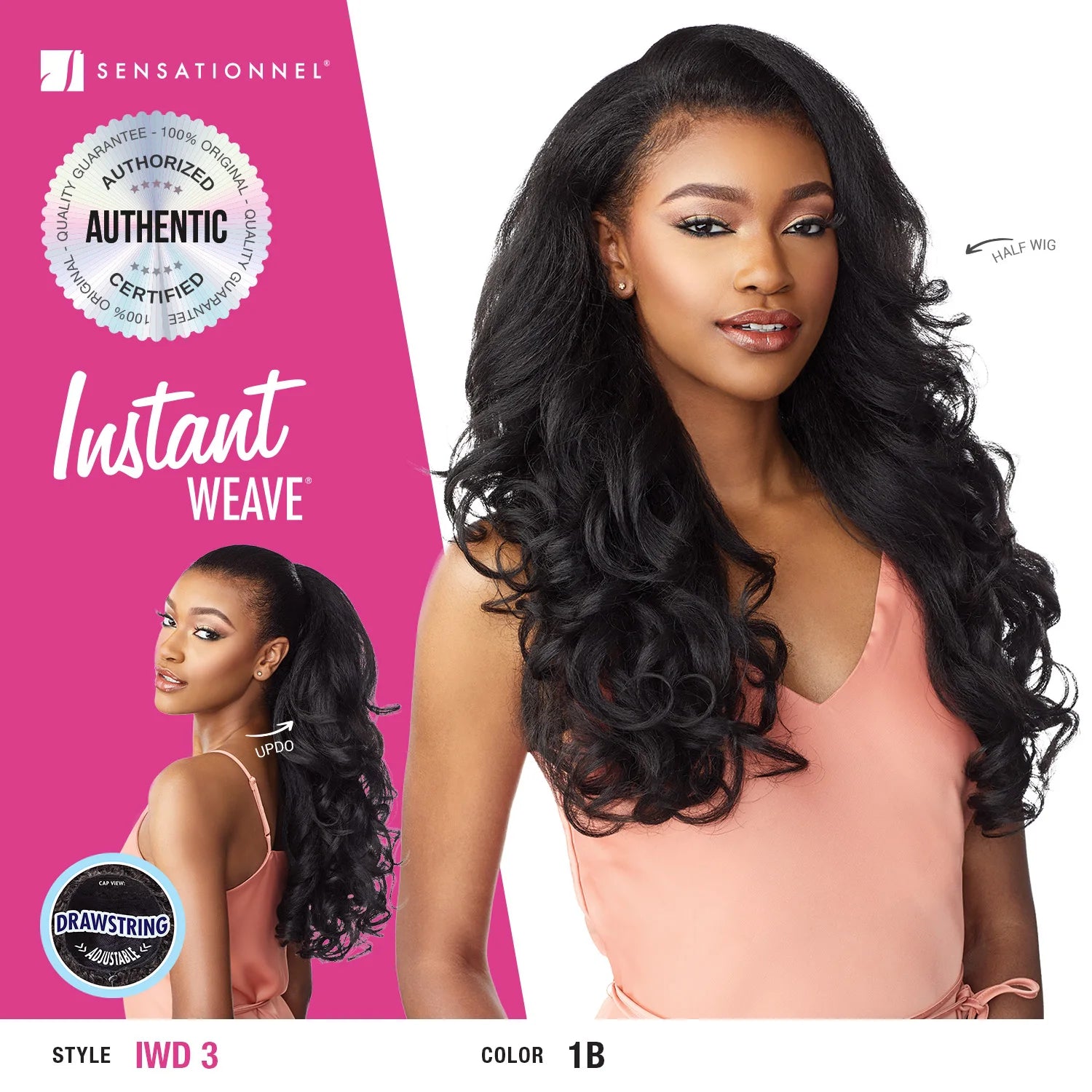 Sensationnel Half Wig Instant Weave Drawstring Cap IWD 3 – Quick Style, Easy Application, Natural Look