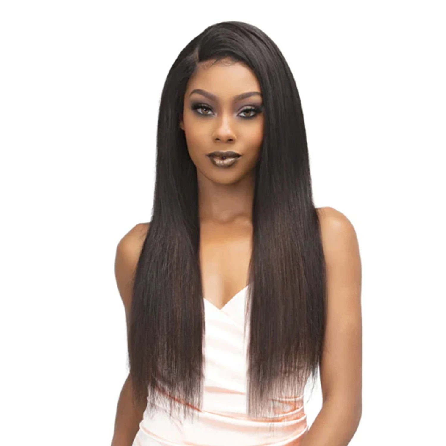 Janet Collection Virgin Remy Human Hair Melt Blue Natural Straight 3pcs with 4X5 HD Free Part Lace Frontal Closure
