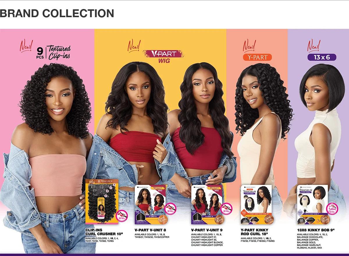 Sensationnel Textured Clip-Ins Synthetic Weave Curls Kinks N Co Curl Crusher 10"