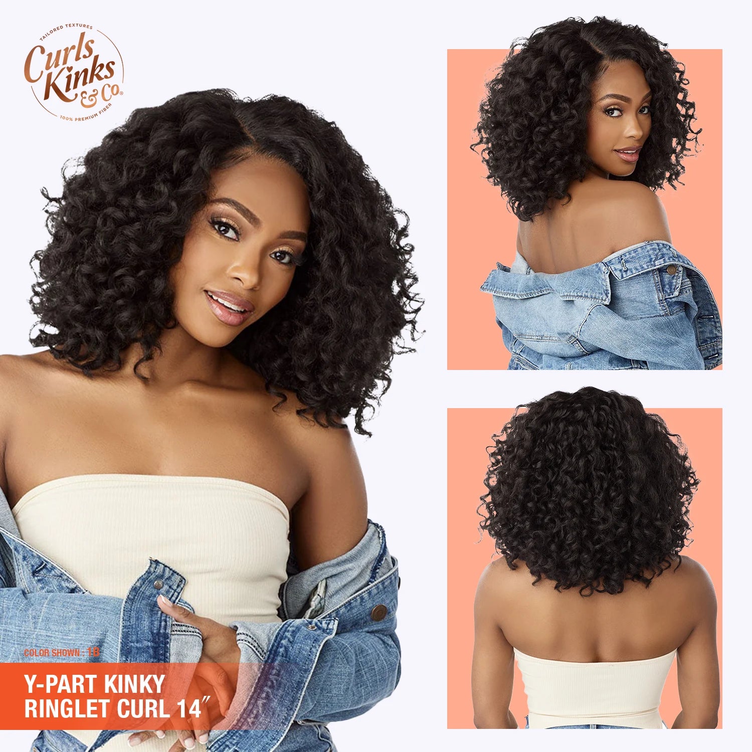 Sensationnel HD Lace Front Synthetic Wig Curls Kinks N Co Glueless Kinky Edges Y-Part Kinky Ringlet Curl 14"