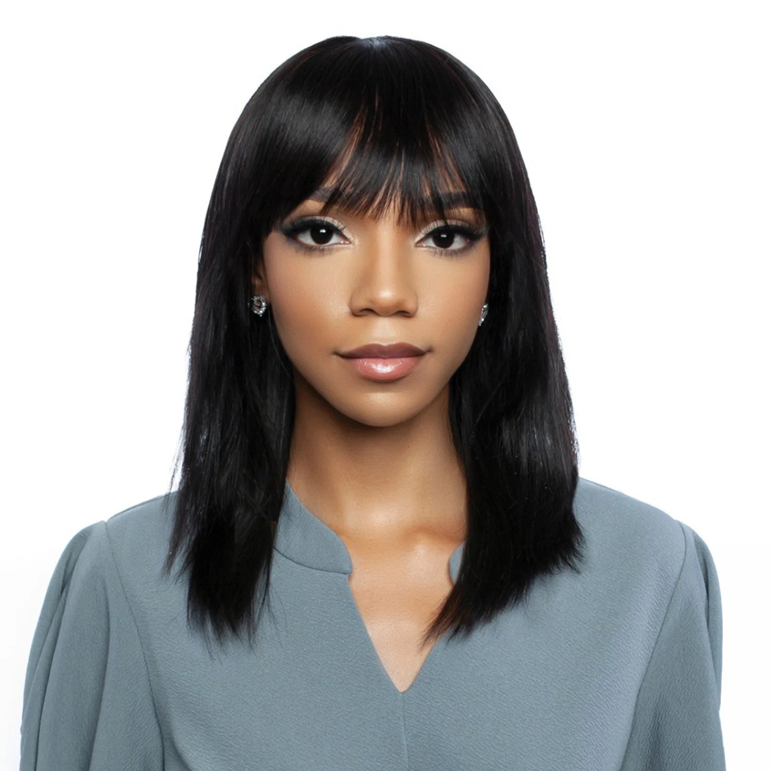 Mane Concept Unprocessed Human Hair Wig Trill TR101 Layered Cut Straight Full Bang 16"