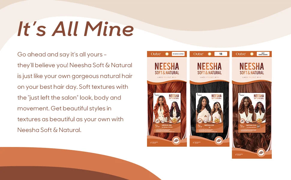 Outre Soft N Natural HD Lace Front Wig Neesha 203 – Textured Hair, Natural Look, Soft and Lightweight