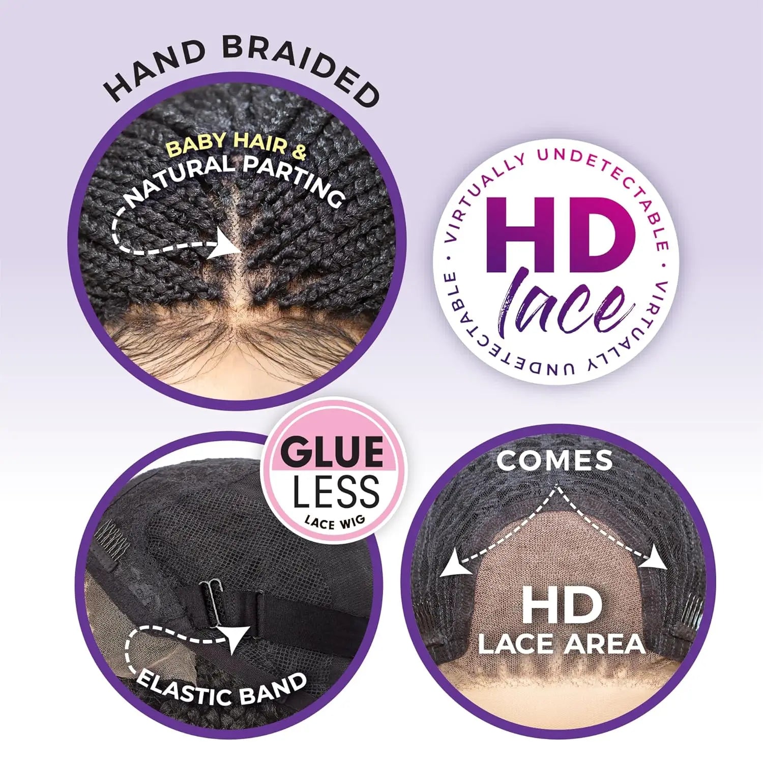 Sensationnel Braided HD Lace Wig Cloud 9 Glueless 4X4 Lace Parting Boho Box Braid 30" - Lightweight, Hand tied Parting