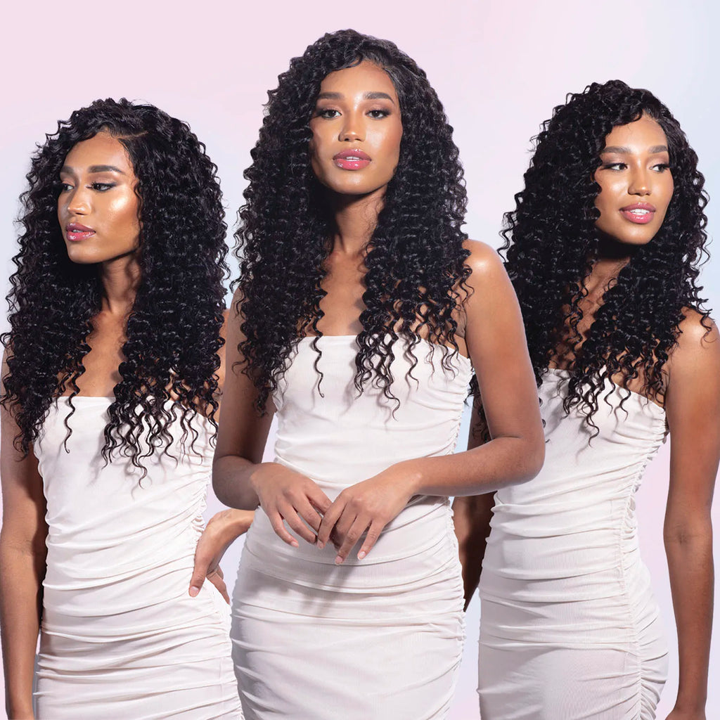 Shake-N-Go Glossy Virgin Remy Hair Weave 3 Bundles Deep Wave – Natural Shine, Full Volume, Soft Texture, Easy Styling