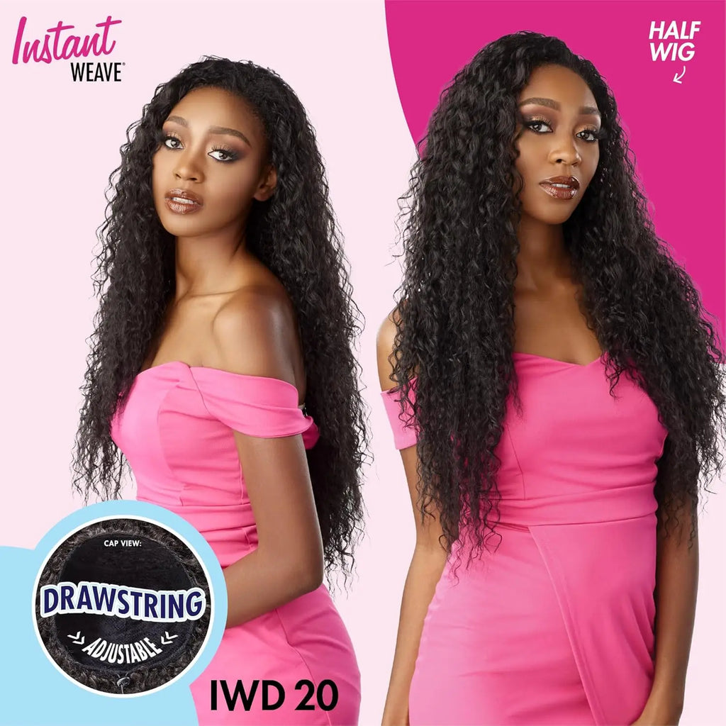 Sensationnel Instant Weave Half Wig Drawstring Cap IWD 20 - Long, Loose Curl Style, Natural Look, Quick & Versatile