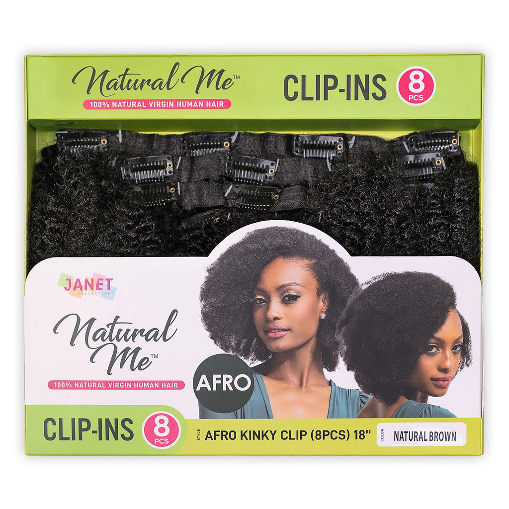 Janet Collection Natural Me Virgin Human Hair Clip-In Weave Afro Kinky Clip (8Pcs)