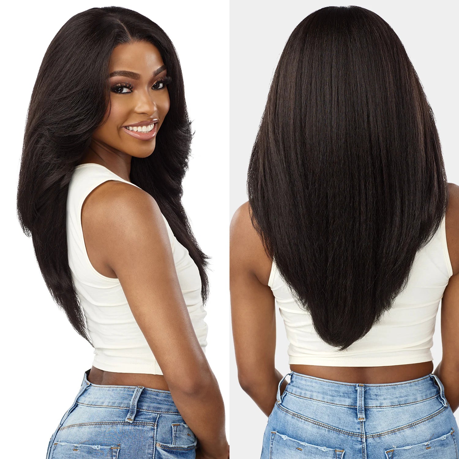 Sensationnel Curls Kinks N Co Glueless HD Lace Front Wig Kinky Edges 13X6 Kinky Layered Blow Out 22" - Loose Curl Style