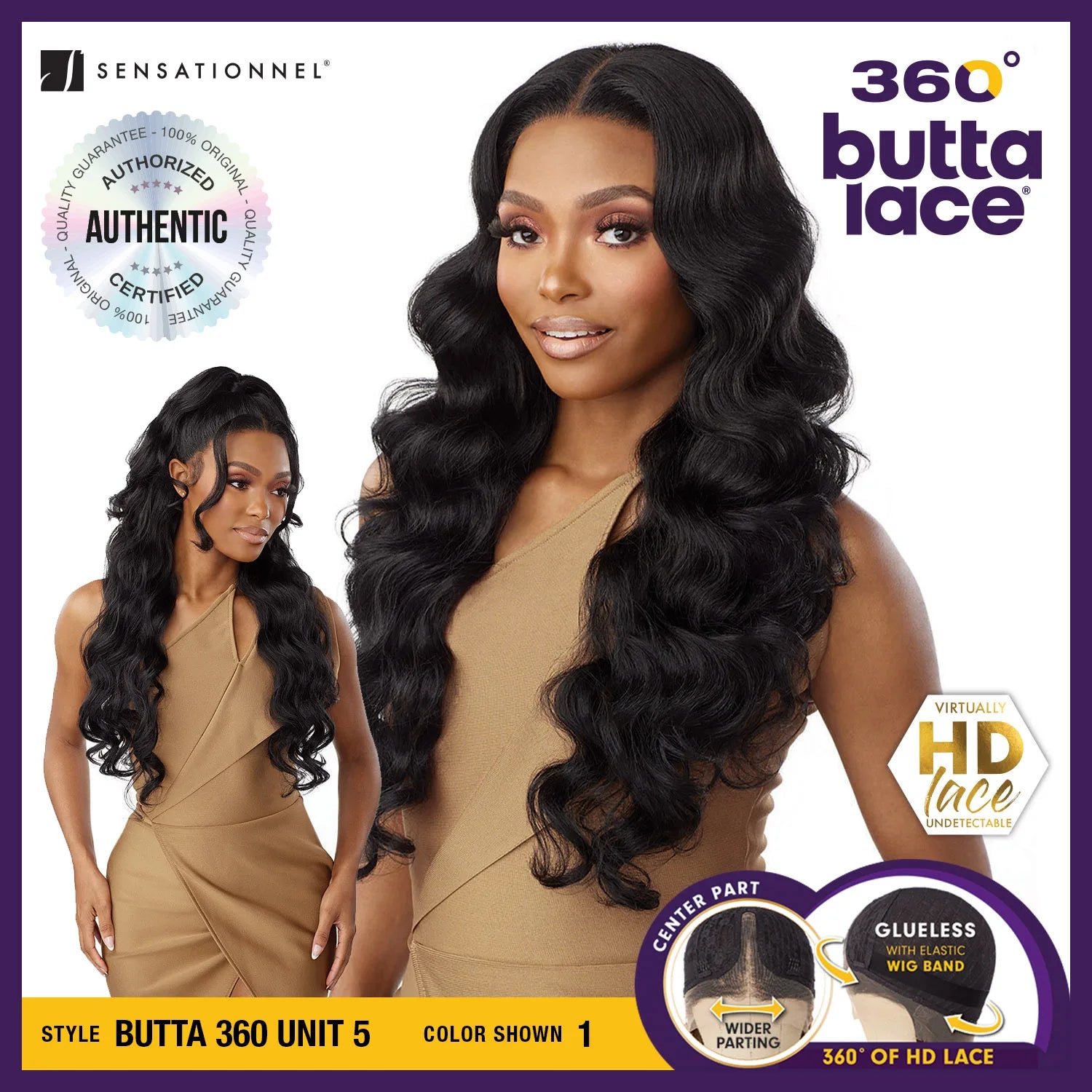 Sensationnel Glueless Butta 360 HD Lace Front Wig Unit 5 - 360 Lace, Glueless, Pre-Plucked Hairline