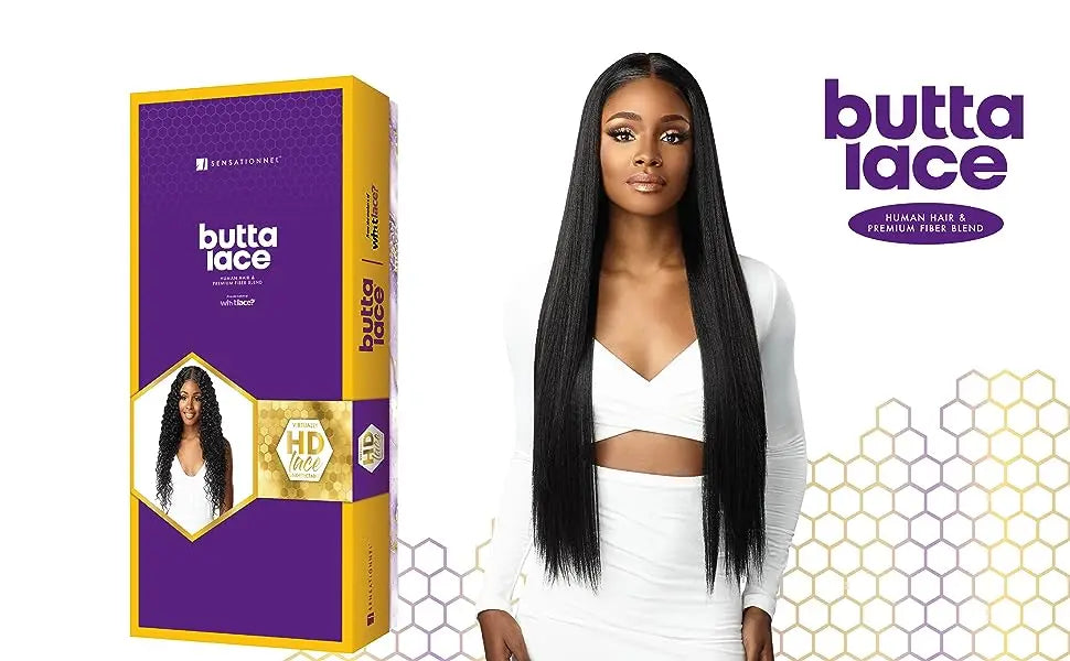 Sensationnel Butta Lace Human Hair Blend HD Lace Front Wig Bohemian 28" - Long, Soft & Natural Look, Easy Styling
