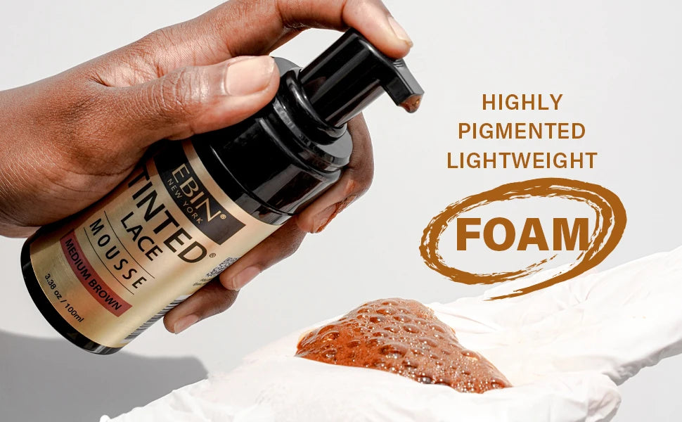 Ebin New York Tinted Lace Mousse 3.38oz/ 100ml - Smooth Application, Natural Finish, Perfect for Blending Lace