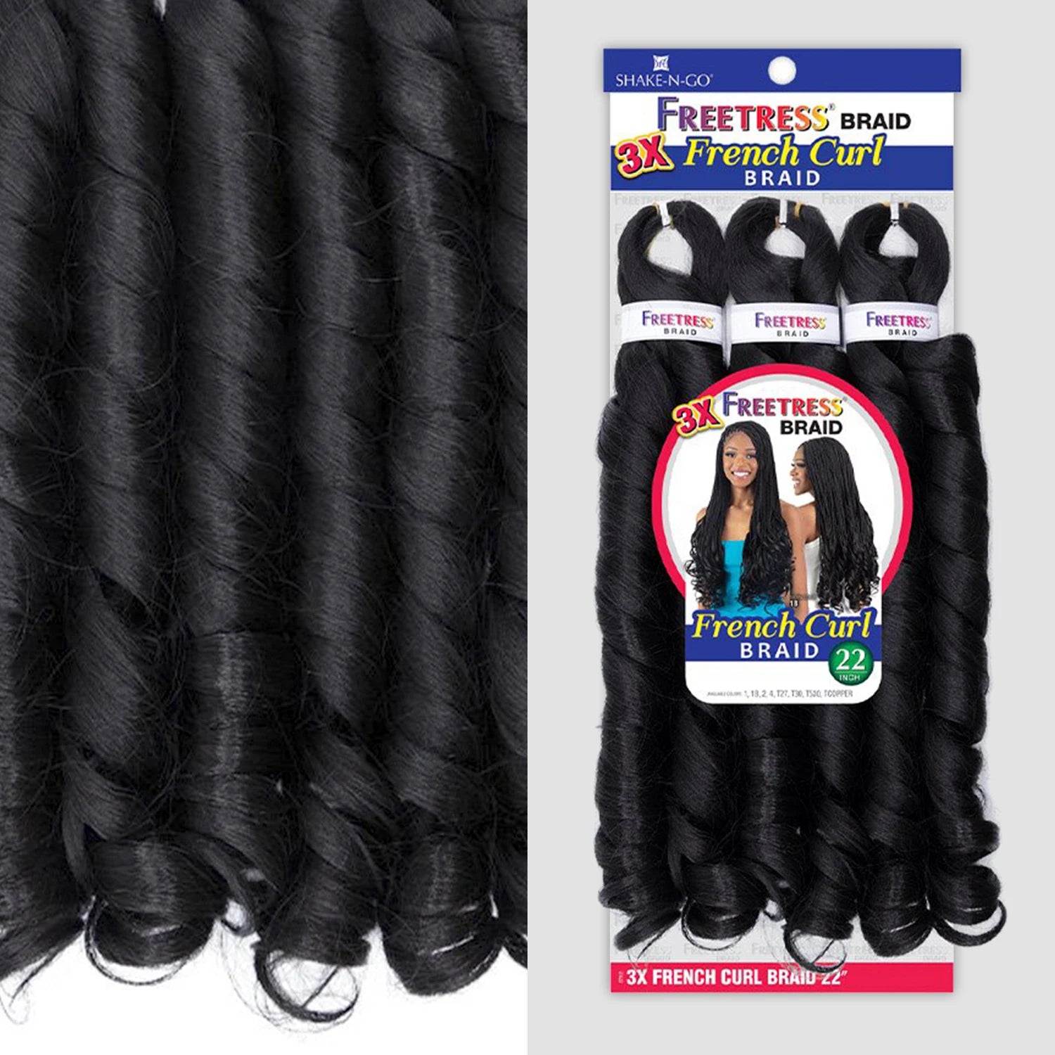 FreeTress Synthetic Crochet Braids 3X French Curl 22"