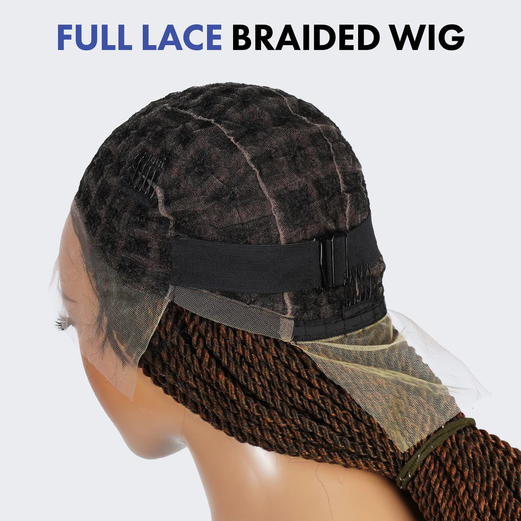 Authentic Glueless Full Lace Braided Wig Medium Knotless Senegalese Twist 26" BW Unit2
