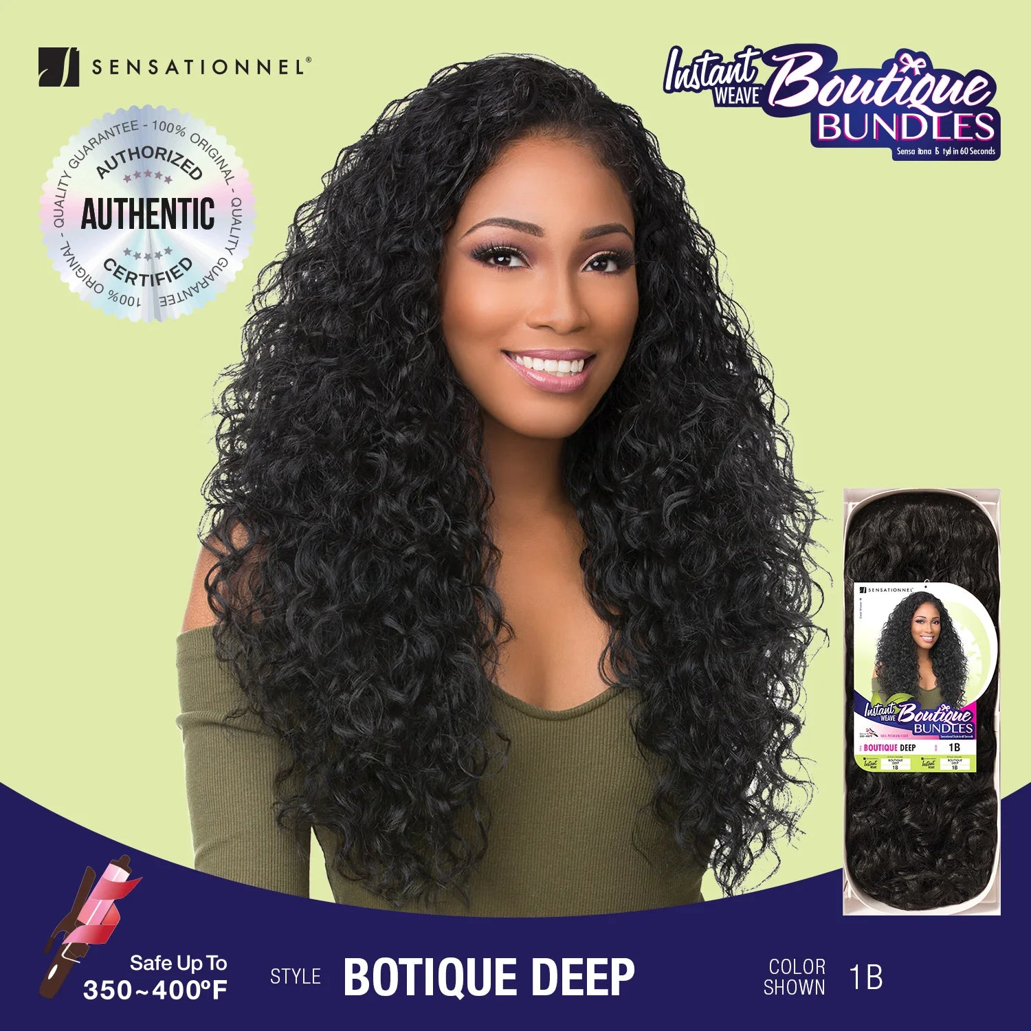 Sensationnel Synthetic Hair Half Wig Instant Weave Boutique Bundles Deep - Long Curly Style, Leave Out, Heat Safe