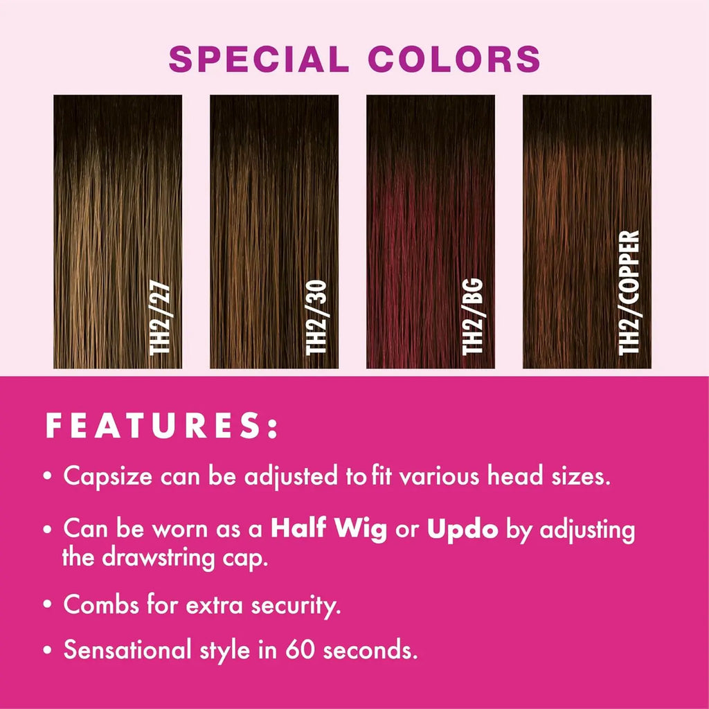 Sensationnel Instant Weave Half Wig Drawstring Cap IWD 18 - Quick Style, Comfortable Wear, Versatile Look