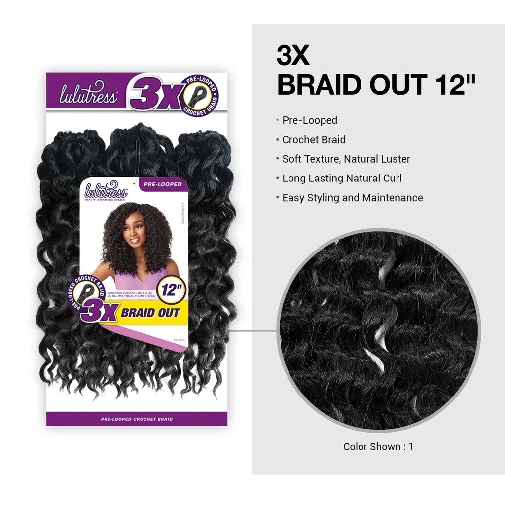 Sensationnel Synthetic Crochet Braids Lulutress Pre-Looped 3X Braid Out 12"