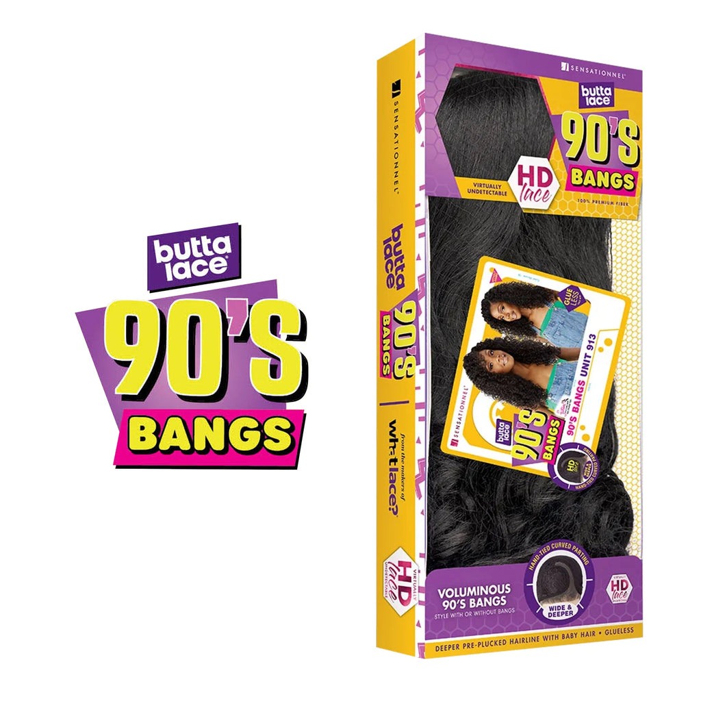 Sensationnel HD Lace Front Synthetic Wig Butta Lace Glueless 90'S Bangs Unit 913