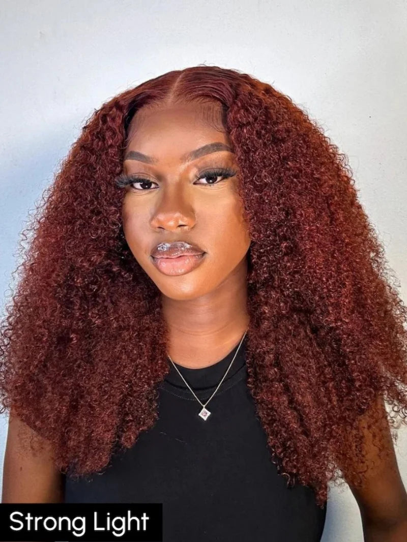 180% Density Copper Red Glueless Reddish Brown Deep Lace Short Bob Frontal Wigs 13x4 Lace Frontal Wigs Remy Curly Hair
