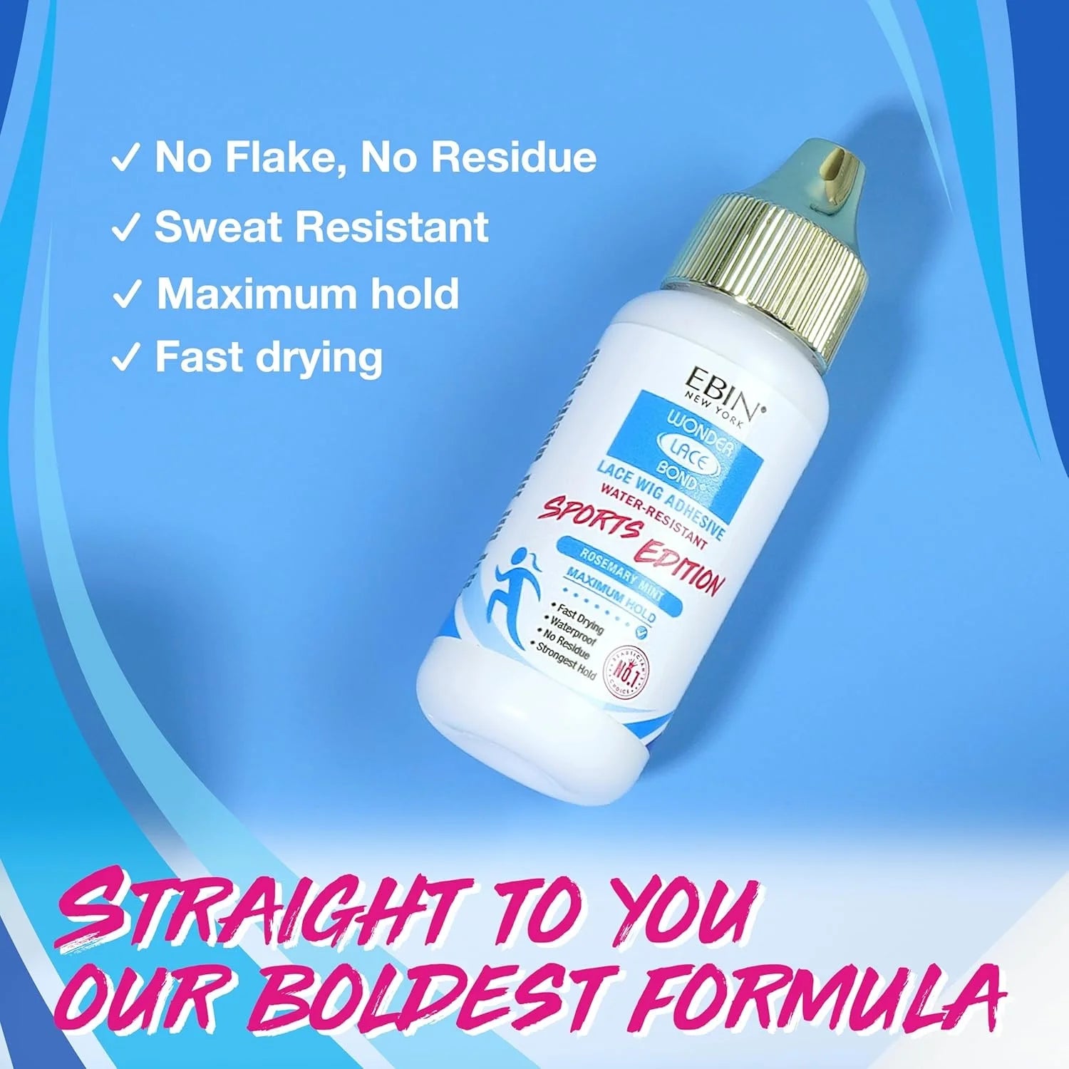 Ebin New York Wonder Lace Bond Sports Edition Lace Wig Adhesive 1.15oz/ 34ml - Extreme Hold, Perfect for Active Wear