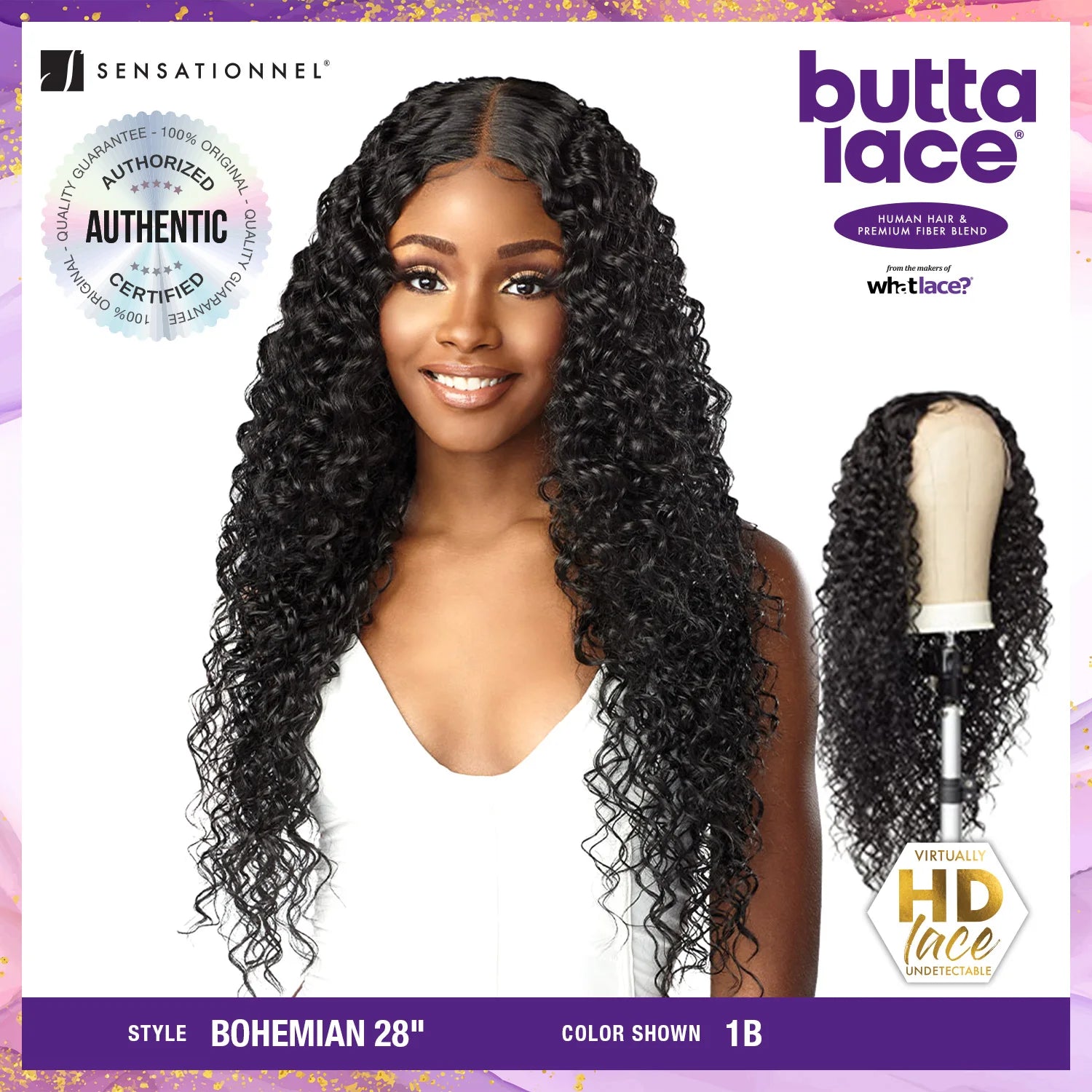 Sensationnel Butta Lace Human Hair Blend HD Lace Front Wig Bohemian 28" - Long, Soft & Natural Look, Easy Styling