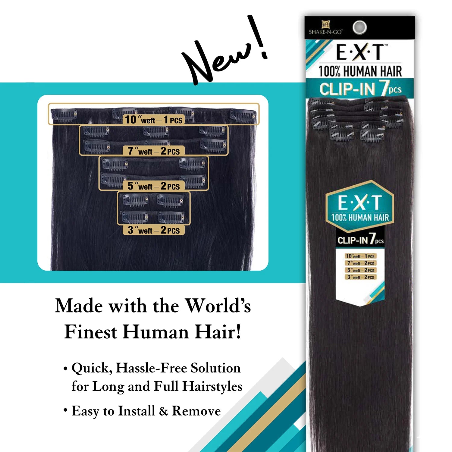 Milky Way Human Hair EXT Clip-In Extension 7pcs Straight 14"