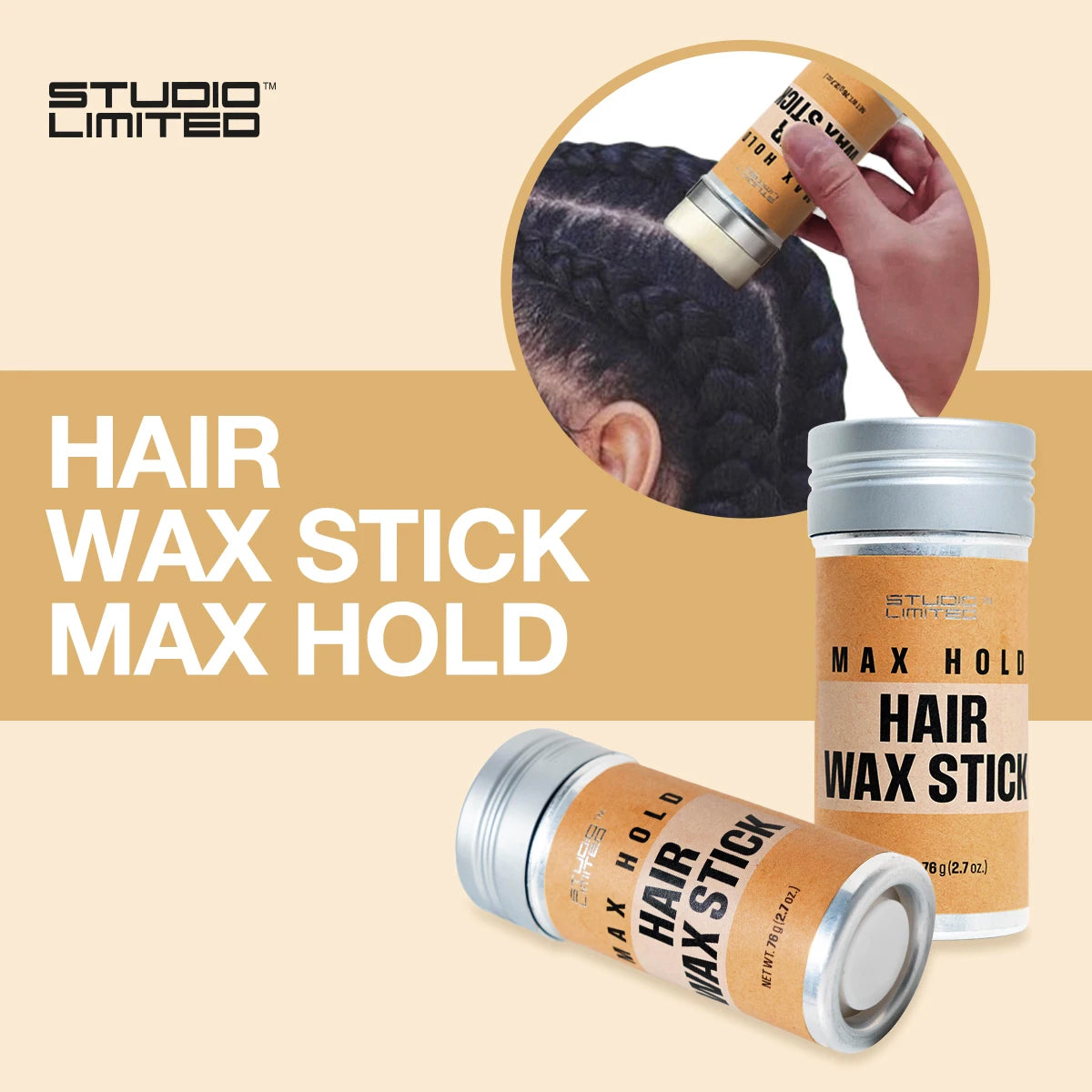 Studio Limited Hair Wax Stick Max Hold 2.7oz/ 76g - Ultimate Control, Strong Hold, Long-Lasting Styles