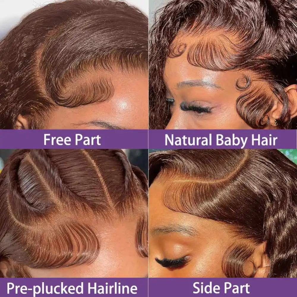Colored Brown Bob Wig 13x6 Lace Frontal Wigs Chocolate Brown 13x4 Short Bob Wigs Deep Wave Wig 180% Density Brazilian Human Hair